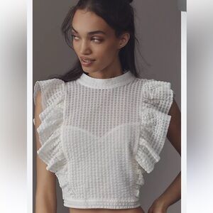 Maeve White Ruffle Blouse